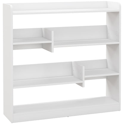 Bookshelf Storage Furniture dim. 90L x 24W x 91H cm 4 Levels 3 Back Panels Particle Boards White