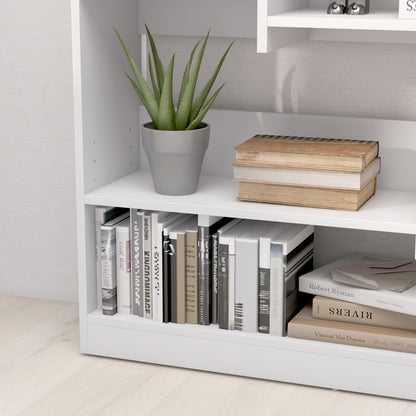 Bookshelf Storage Furniture dim. 90L x 24W x 91H cm 4 Levels 3 Back Panels Particle Boards White