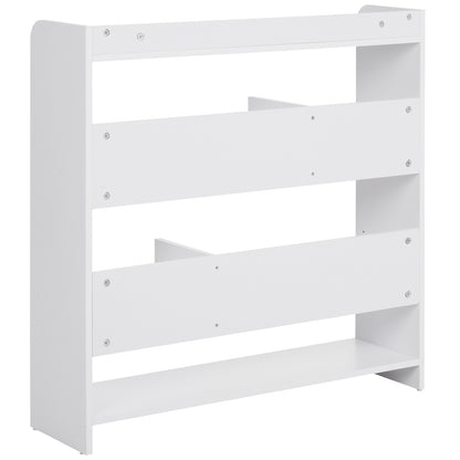 Bookshelf Storage Furniture dim. 90L x 24W x 91H cm 4 Levels 3 Back Panels Particle Boards White