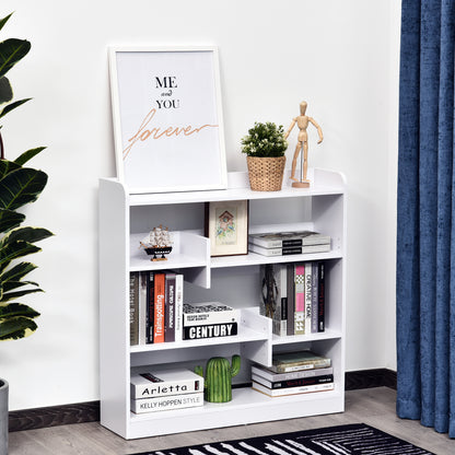 Bookshelf Storage Furniture dim. 90L x 24W x 91H cm 4 Levels 3 Back Panels Particle Boards White