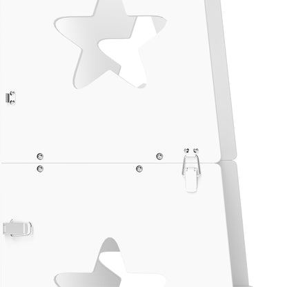 2-in-1 Children's Learning Tower Stool for +3 Years Kids Convertible into Table and Chair with Safety Bar 60x44.5x86 cm White