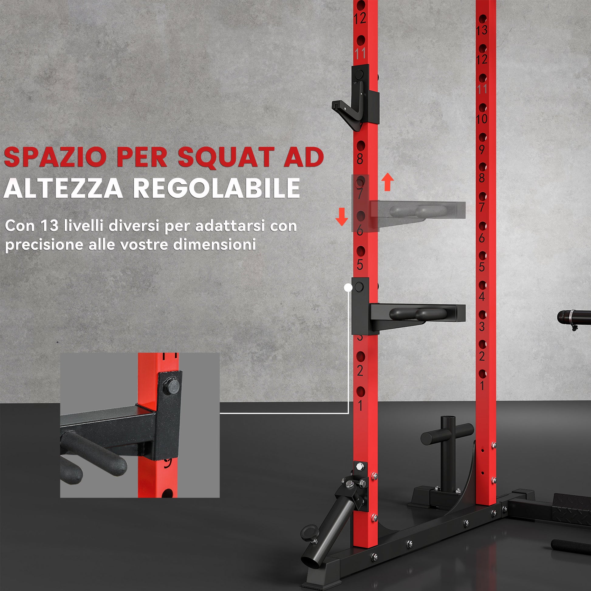 SPORTNOW Power Tower, Fitness Station with Cable Station, Barbell Support, Weights, and Pull-Up and Dip Bar, Multifunctional Gym in Steel, for Home Gym, 191x153x205 cm, Red and Black