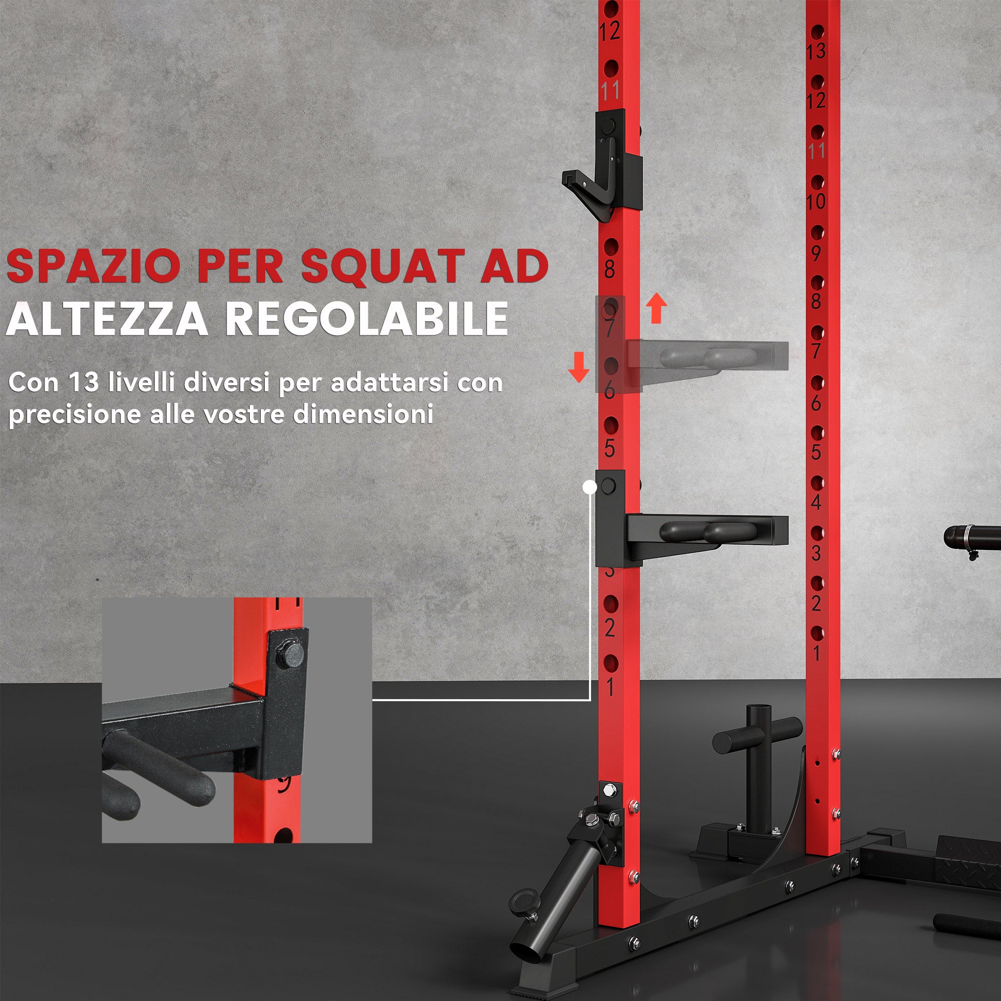 SPORTNOW Power Tower, Fitness Station with Cable Station, Barbell Support, Weights, and Pull-Up and Dip Bar, Multifunctional Gym in Steel, for Home Gym, 191x153x205 cm, Red and Black