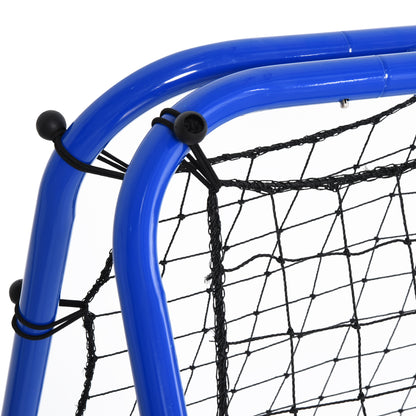 Football Rebounder, Adjustable Kickback Rebound Wall with 5 Angle Positions and Rebound Net, 100 x 95cm Soccer Goal for Teens, Rebound Wall for Handball Training, Blue