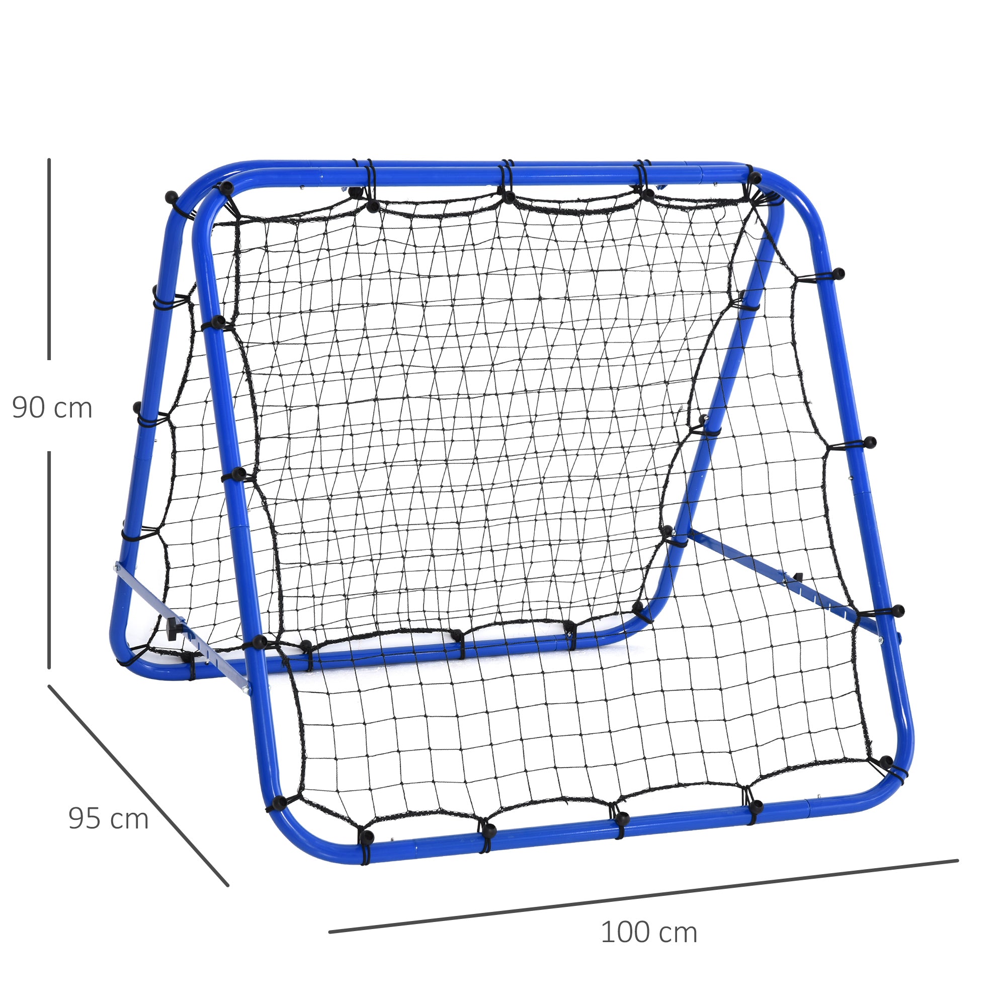 Football Rebounder, Adjustable Kickback Rebound Wall with 5 Angle Positions and Rebound Net, 100 x 95cm Soccer Goal for Teens, Rebound Wall for Handball Training, Blue