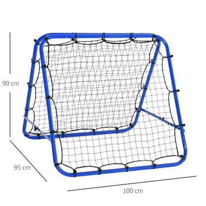 Football Rebounder, Adjustable Kickback Rebound Wall with 5 Angle Positions and Rebound Net, 100 x 95cm Soccer Goal for Teens, Rebound Wall for Handball Training, Blue