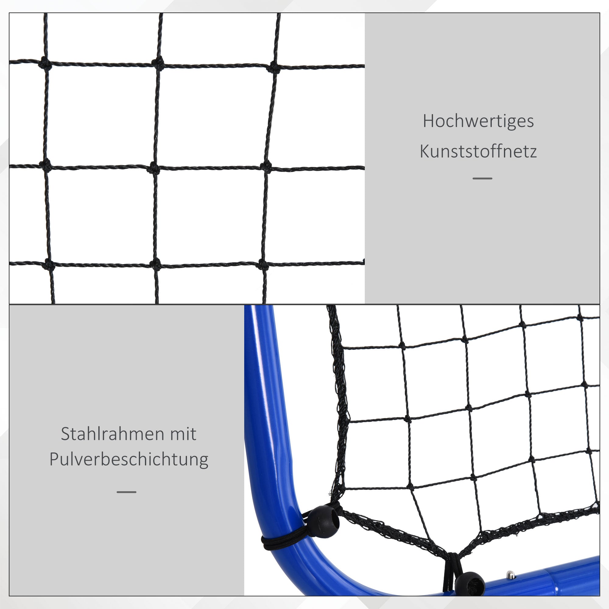 Football Rebounder, Adjustable Kickback Rebound Wall with 5 Angle Positions and Rebound Net, 100 x 95cm Soccer Goal for Teens, Rebound Wall for Handball Training, Blue