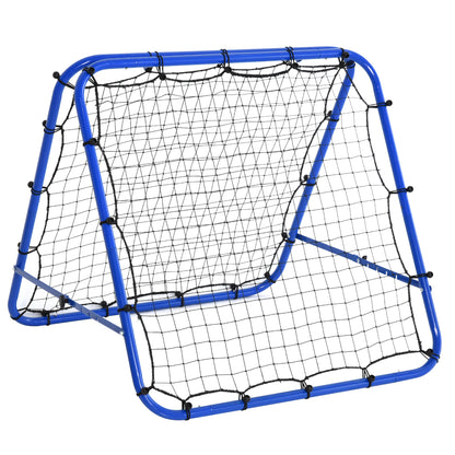 Football Rebounder, Adjustable Kickback Rebound Wall with 5 Angle Positions and Rebound Net, 100 x 95cm Soccer Goal for Teens, Rebound Wall for Handball Training, Blue