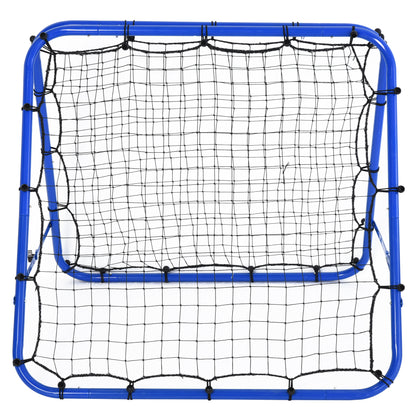 Football Rebounder, Adjustable Kickback Rebound Wall with 5 Angle Positions and Rebound Net, 100 x 95cm Soccer Goal for Teens, Rebound Wall for Handball Training, Blue