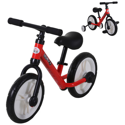 Kids Balance Bike, Learn-to-Ride Bike, Kids Bike, 2-in-1, Children's Bike with Training Wheels and Pedals, 2-5 Years, Adjustable Seat Height, PP, Red, 85 x 36 x 54 cm