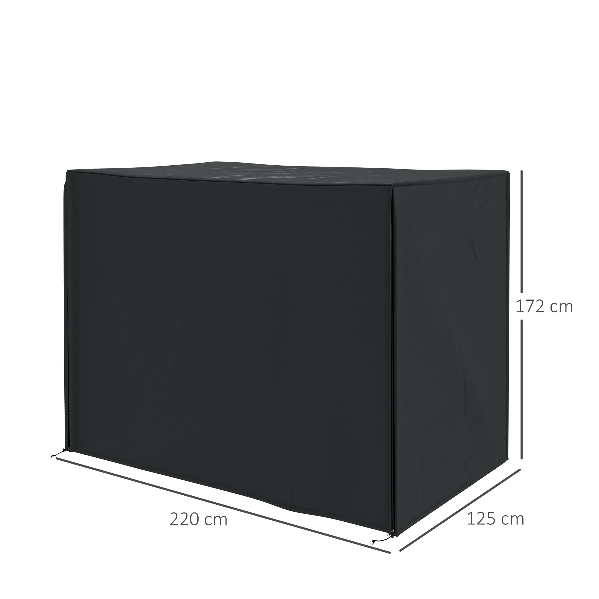 Garden Swing Cover 3 Seater, Waterproof Anti UV Swing Cover, 220x125x172 cm, Black