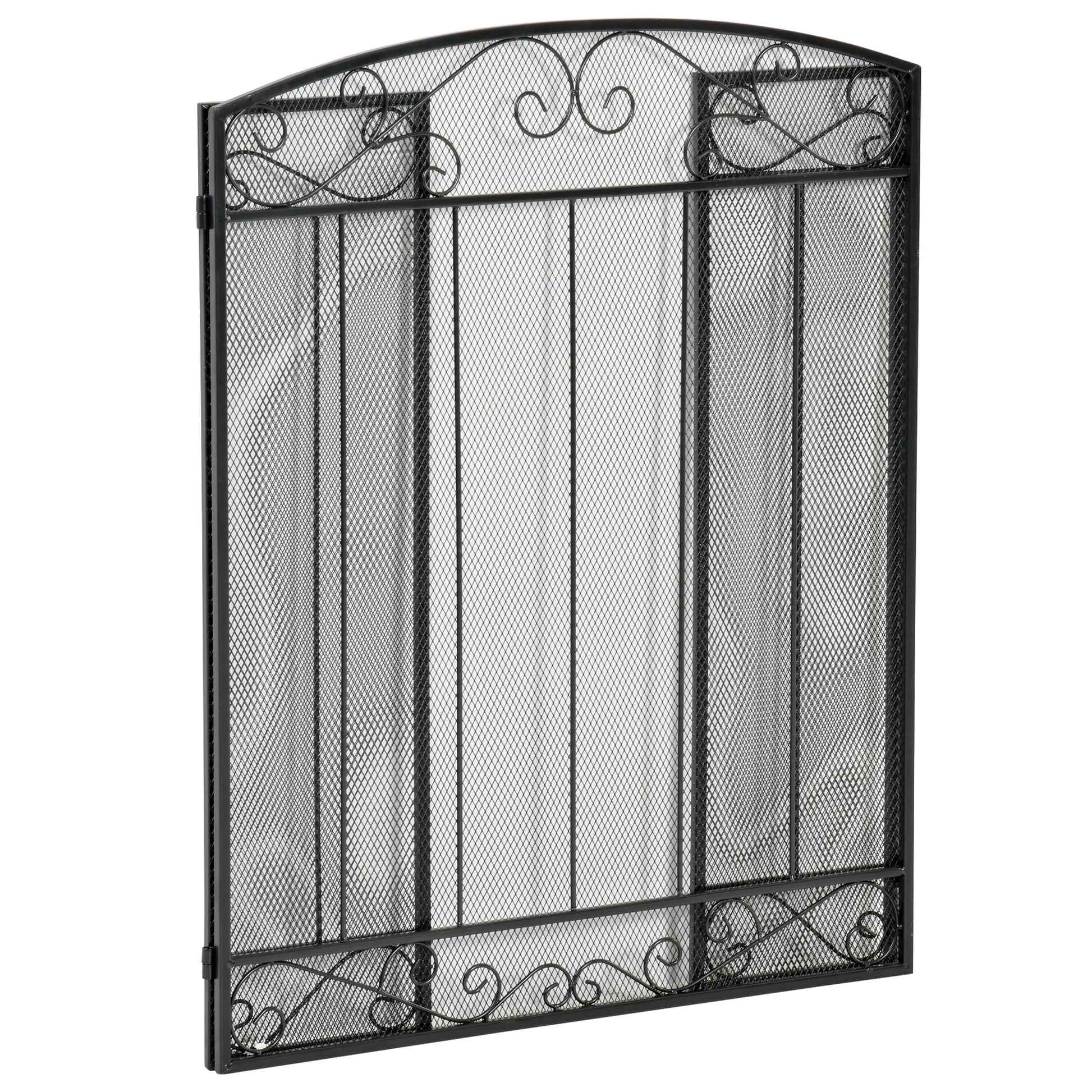 Spark Guard, 3-piece Foldable Fireplace Guard, Fireplace Spark Guard, Fire Screen, Fireplace Spark Protection, Stove Guard, Steel, 105 x 80.5 cm, Black