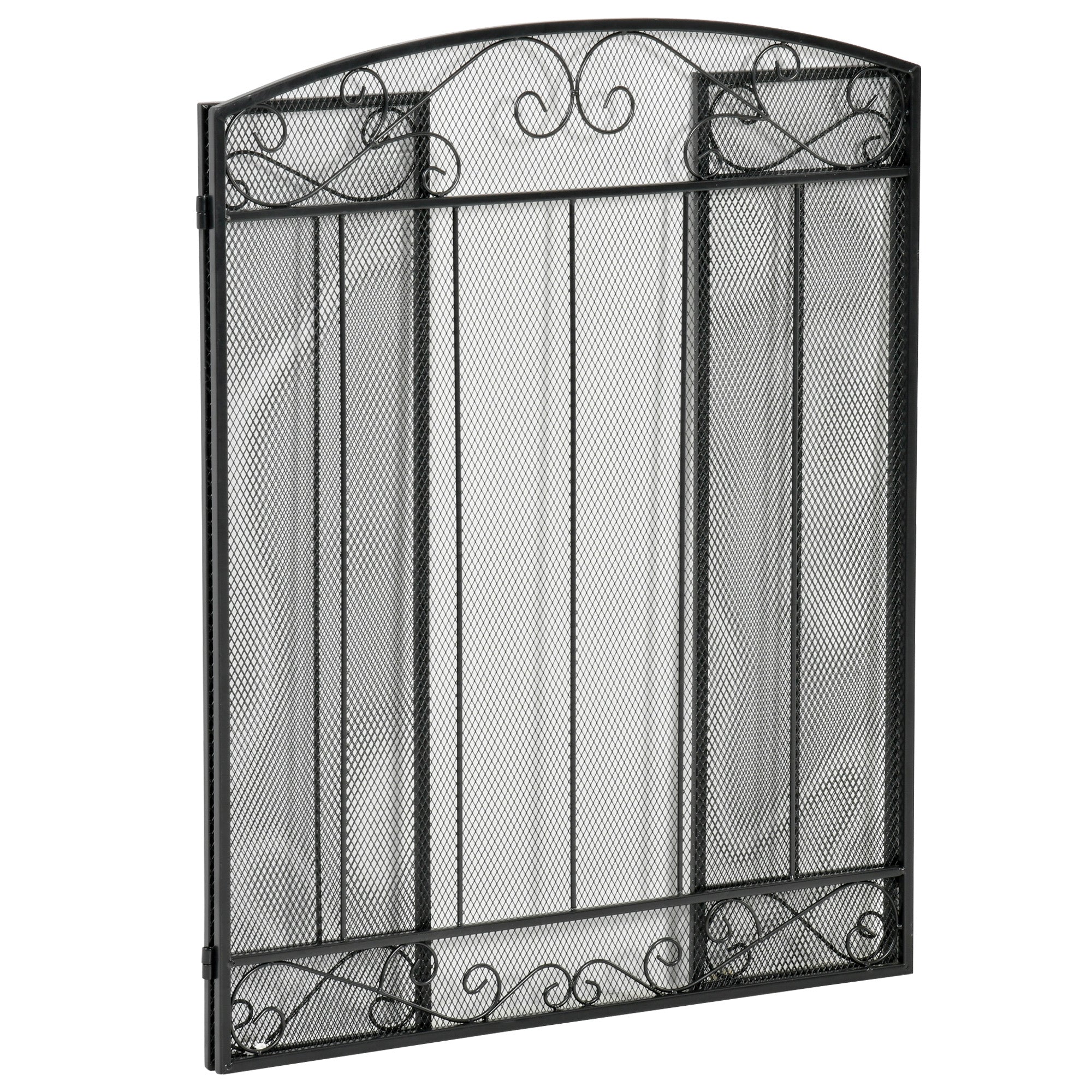 Spark Guard, 3-piece Foldable Fireplace Guard, Fireplace Spark Guard, Fire Screen, Fireplace Spark Protection, Stove Guard, Steel, 105 x 80.5 cm, Black