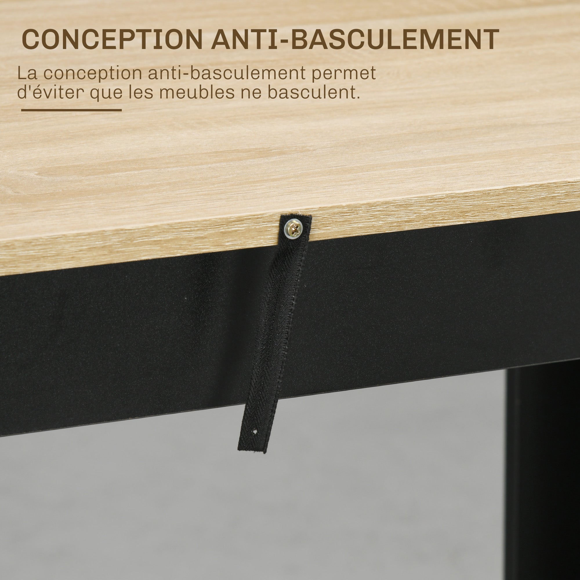 High Bar Table Kitchen Counter - dim. 112L x 57W x 106H cm - 3 shelves - black