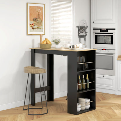 High Bar Table Kitchen Counter - dim. 112L x 57W x 106H cm - 3 shelves - black