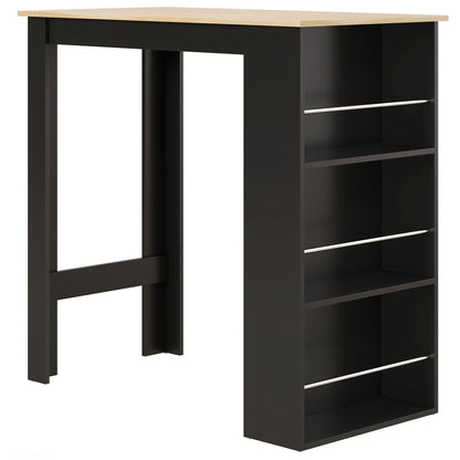 High Bar Table Kitchen Counter - dim. 112L x 57W x 106H cm - 3 shelves - black