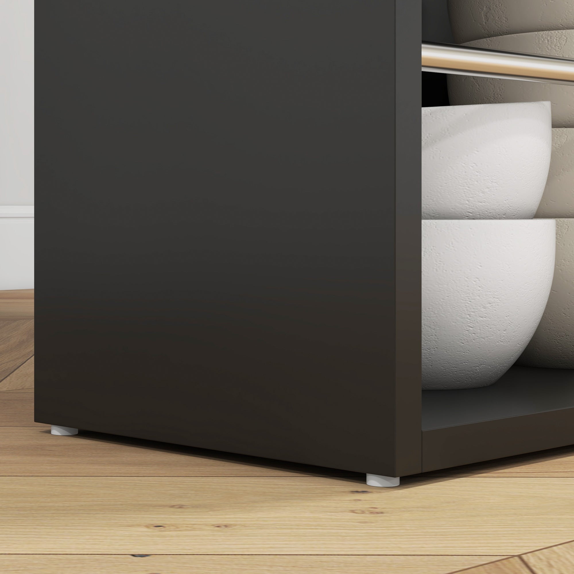 High Bar Table Kitchen Counter - dim. 112L x 57W x 106H cm - 3 shelves - black
