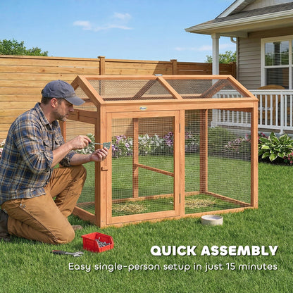 Wooden Chicken Run, 41 x 27.8 x 33.1 in, Roost & Double Doors, Wood & Metal Chicken Cage for 2 Chickens – Orange