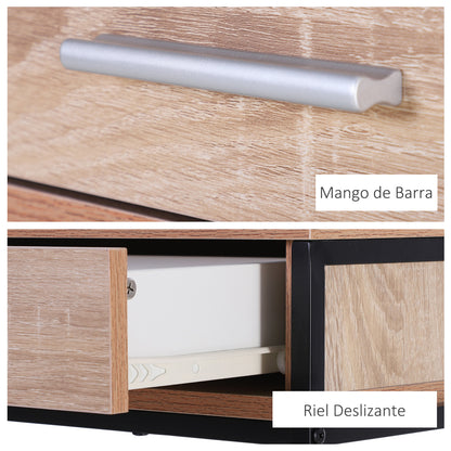 Industrial Style Hallway Console Table with Drawers and Steel Structure for Entryway Hallway 120x30x81.5 cm Oak