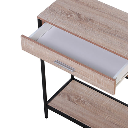 Industrial Style Hallway Console Table with Drawers and Steel Structure for Entryway Hallway 120x30x81.5 cm Oak