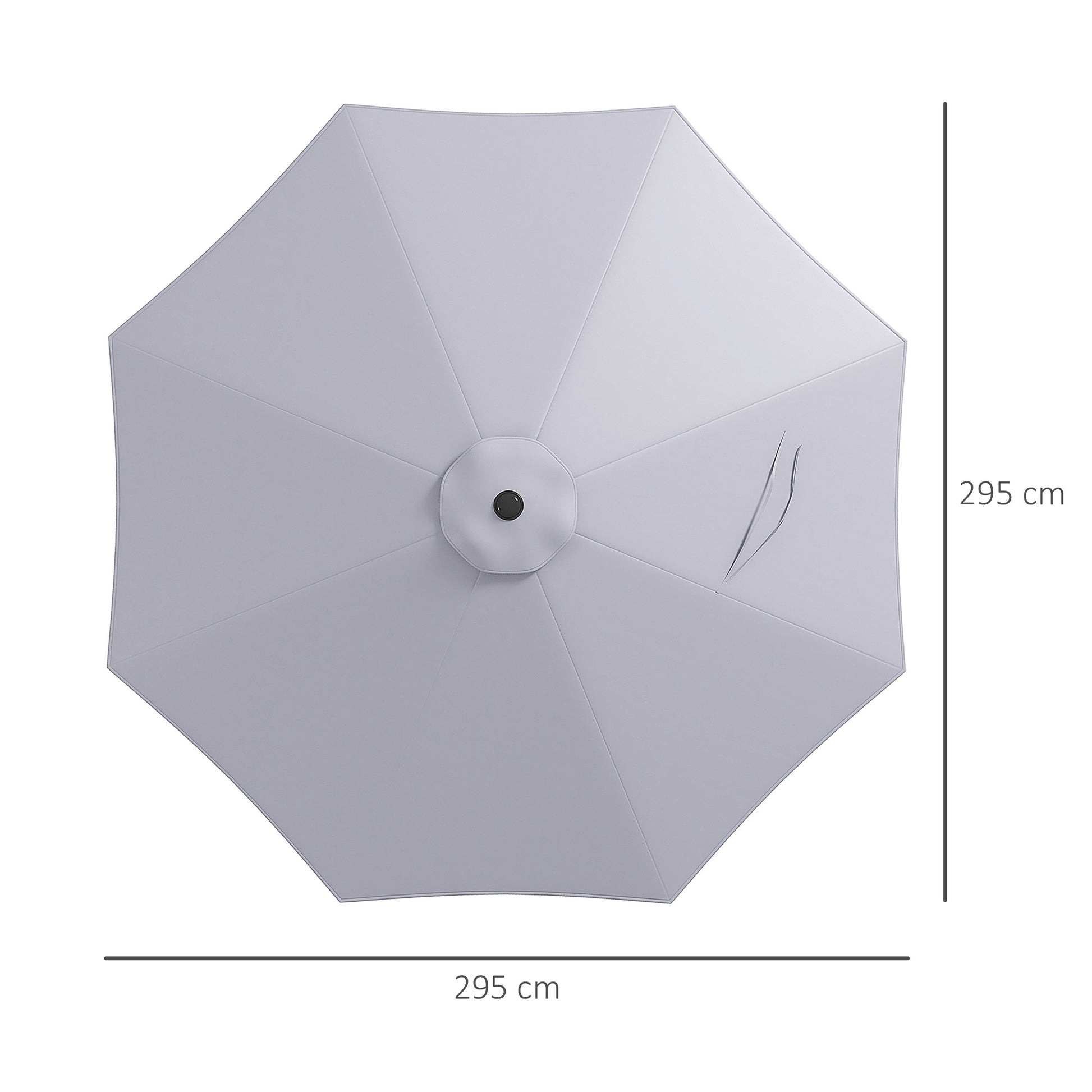 3m Replacement Umbrella Canopy Gray Patio Umbrella Replacement Canopy with Top Vent Polyester Outdoor Umbrella Cover Gray