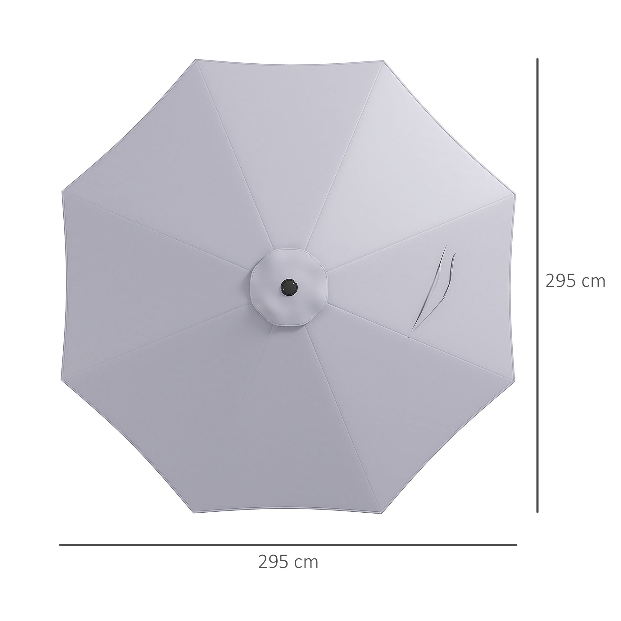 3m Replacement Umbrella Canopy Gray Patio Umbrella Replacement Canopy with Top Vent Polyester Outdoor Umbrella Cover Gray