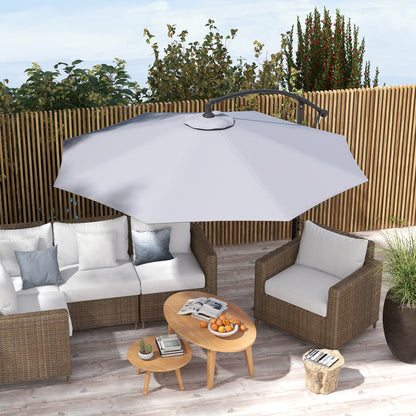 3m Replacement Umbrella Canopy Gray Patio Umbrella Replacement Canopy with Top Vent Polyester Outdoor Umbrella Cover Gray