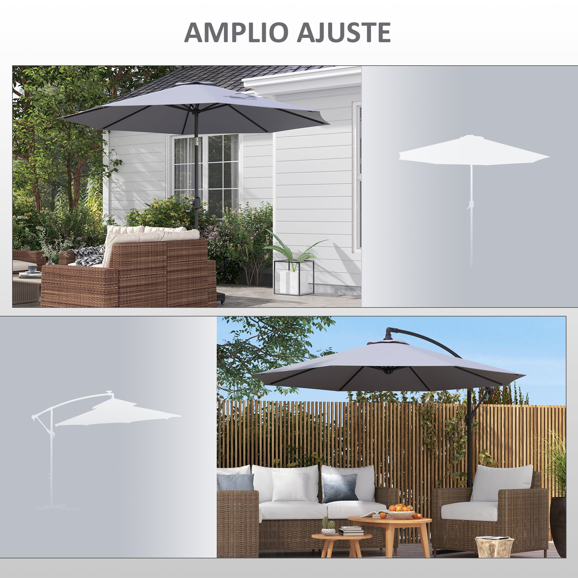 3m Replacement Umbrella Canopy Gray Patio Umbrella Replacement Canopy with Top Vent Polyester Outdoor Umbrella Cover Gray
