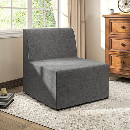 1-Seater Convertible Chair 2-in-1 Folding Bed Chair with Cushion and Dust Cover, Metal Frame, Single Sofa Bed for Guests, Living Room, Office, Grey