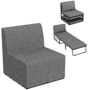 1-Seater Convertible Chair 2-in-1 Folding Bed Chair with Cushion and Dust Cover, Metal Frame, Single Sofa Bed for Guests, Living Room, Office, Grey