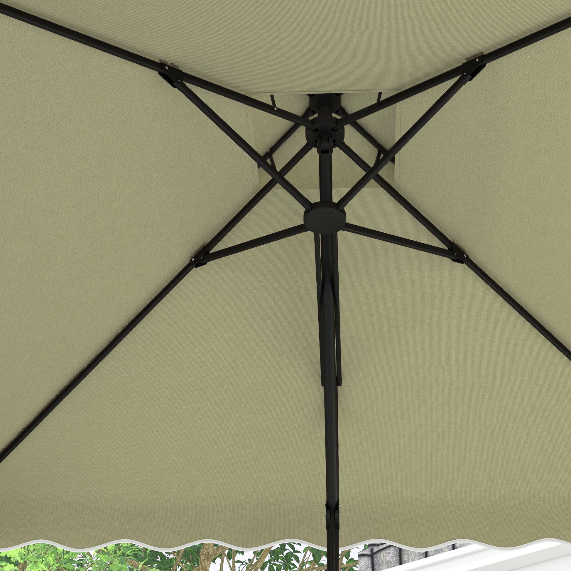 Sun Umbrella, 243 x 243 cm Balcony Umbrella with UV Protection, Cantilever Umbrella with Double Roof, Cross Base, Patio Umbrella with Ruffles, 4 Struts, for Garden, Metal, Beige