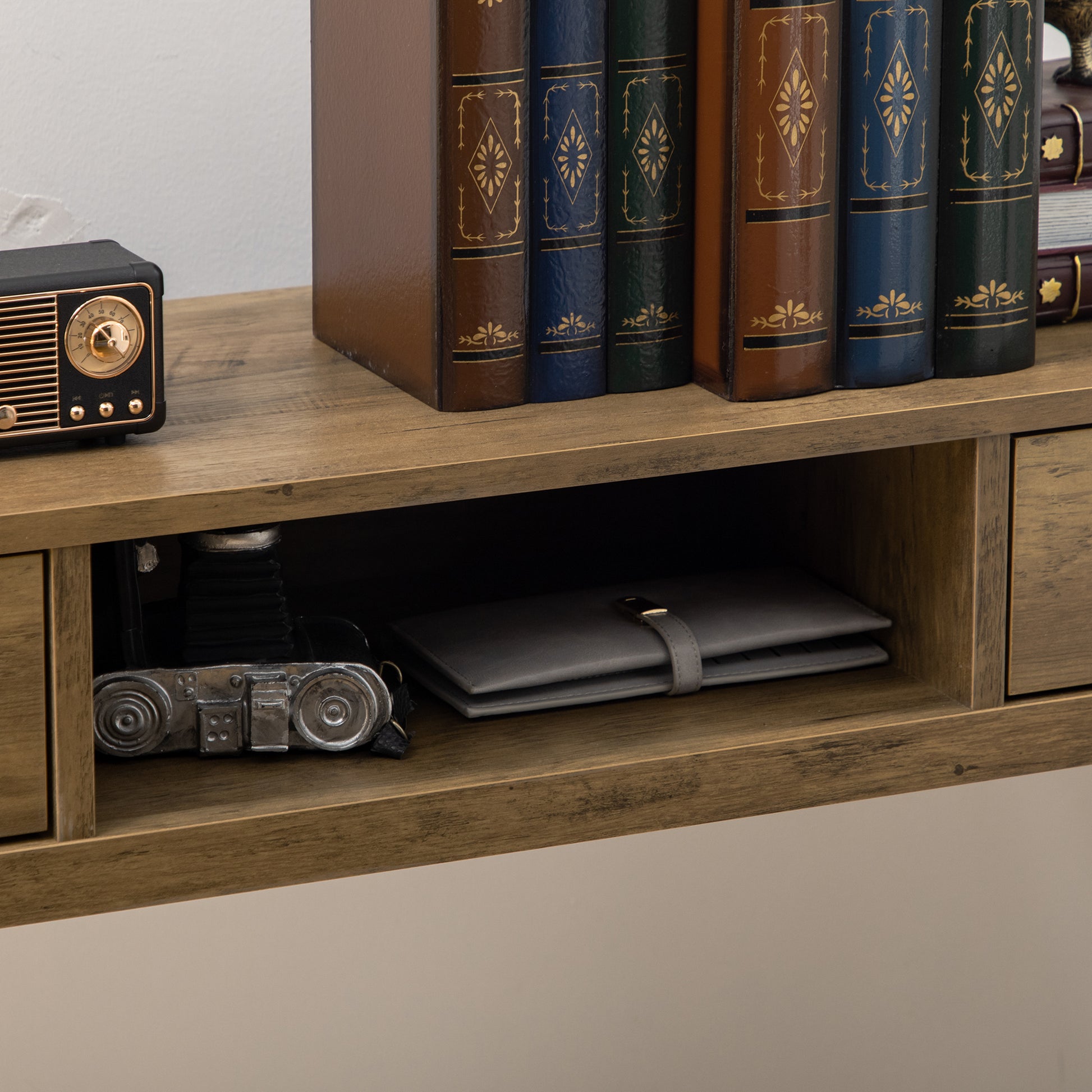 Console Table Entryway Table with 2 Drawers Open Shelf and Steel Legs for Living Room Hallway Modern Style 120x29x79 cm Bronze