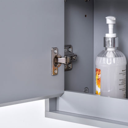 Bathroom Cabinet with Mirror with 2 Doors and Adjustable Shelf Hanging Bathroom Furniture for Modern Style Toilet 48x14.5x45 cm Gray