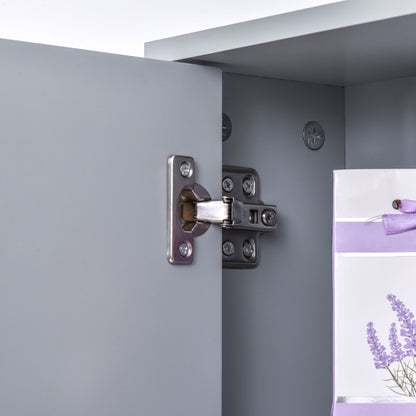 Bathroom Cabinet with Mirror with 2 Doors and Adjustable Shelf Hanging Bathroom Furniture for Modern Style Toilet 48x14.5x45 cm Gray