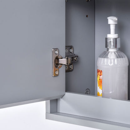 Bathroom Cabinet with Mirror with 2 Doors and Adjustable Shelf Hanging Bathroom Furniture for Modern Style Toilet 48x14.5x45 cm Gray