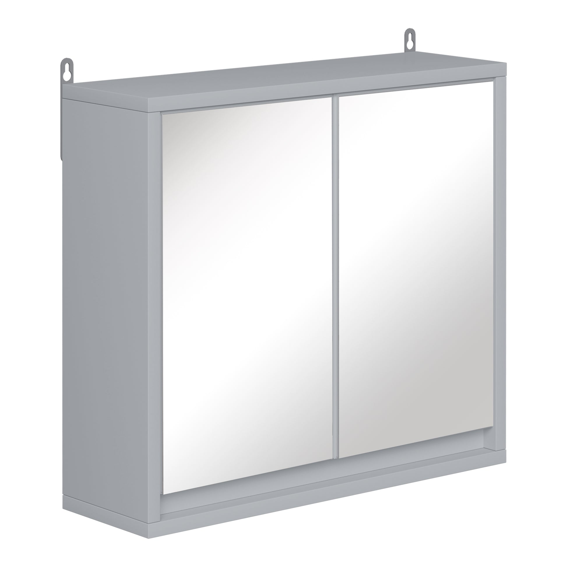 Bathroom Cabinet with Mirror with 2 Doors and Adjustable Shelf Hanging Bathroom Furniture for Modern Style Toilet 48x14.5x45 cm Gray