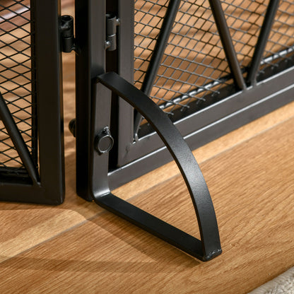 Spark Protection Screen 3pcs. Wrought Iron Fireplace Screen Fireplace Spark Protection Metal Black 120 x 79 cm