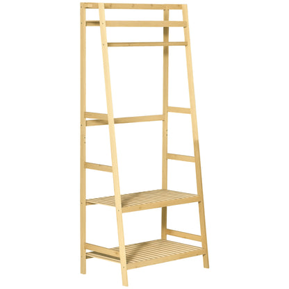 Bamboo Coat Rack with Shelves for Entryway and Bedroom, 70x42x164cm
