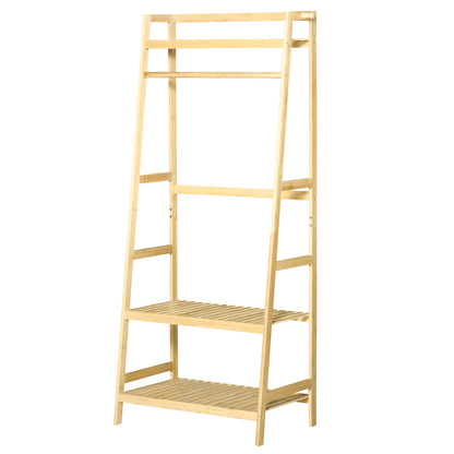 Bamboo Coat Rack with Shelves for Entryway and Bedroom, 70x42x164cm