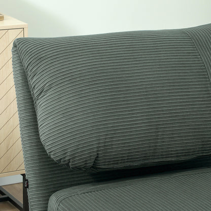 2-in-1 Sleep Sofa Sleeper Chair Adjustable Folding Mattress Guest Bed in Corduroy Look, for Bedroom, Living Room Green 82 x 89 x 83 cm