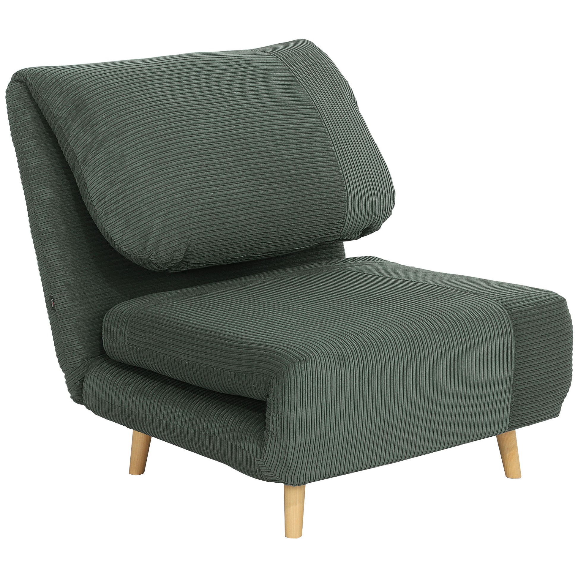 2-in-1 Sleep Sofa Sleeper Chair Adjustable Folding Mattress Guest Bed in Corduroy Look, for Bedroom, Living Room Green 82 x 89 x 83 cm