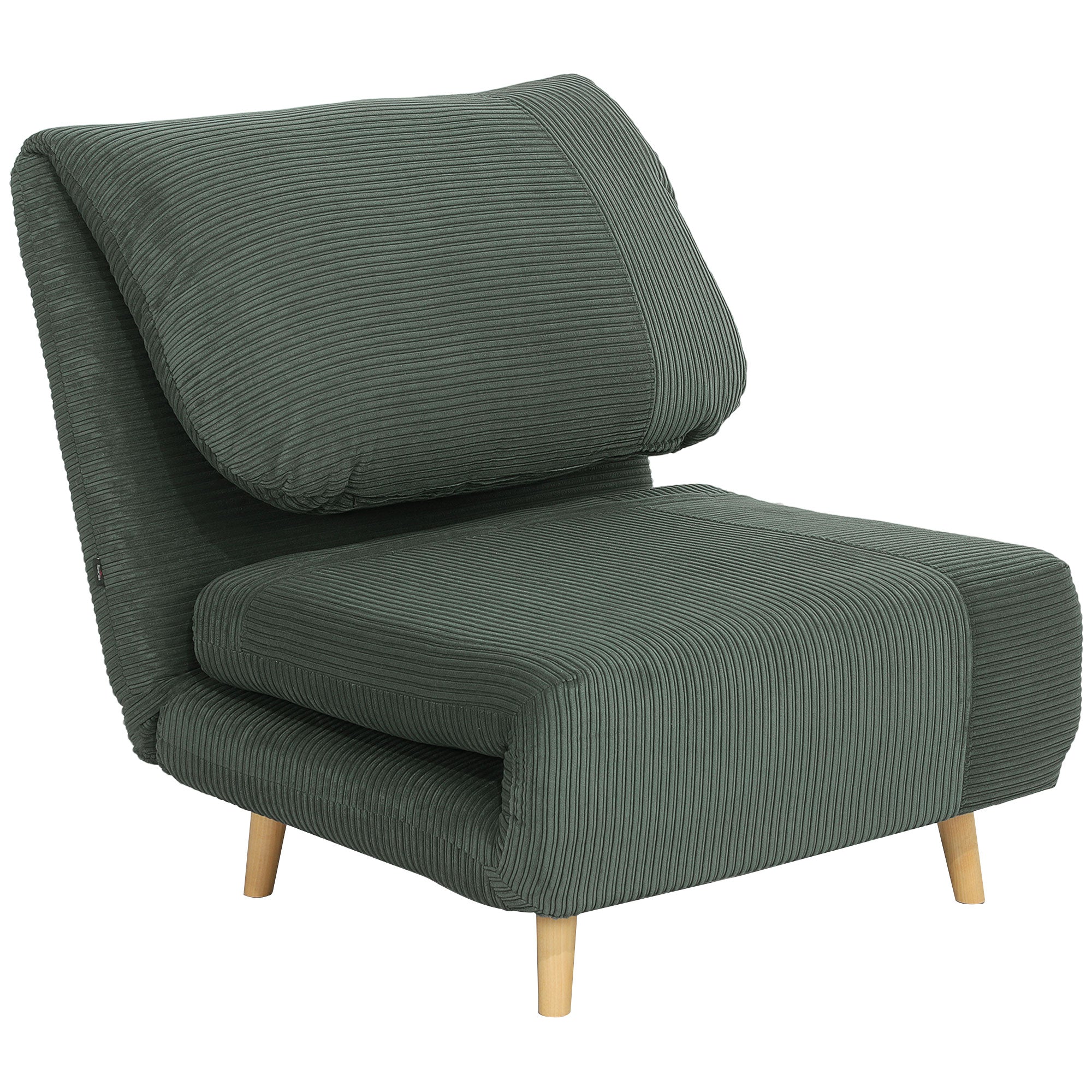 2-in-1 Sleep Sofa Sleeper Chair Adjustable Folding Mattress Guest Bed in Corduroy Look, for Bedroom, Living Room Green 82 x 89 x 83 cm