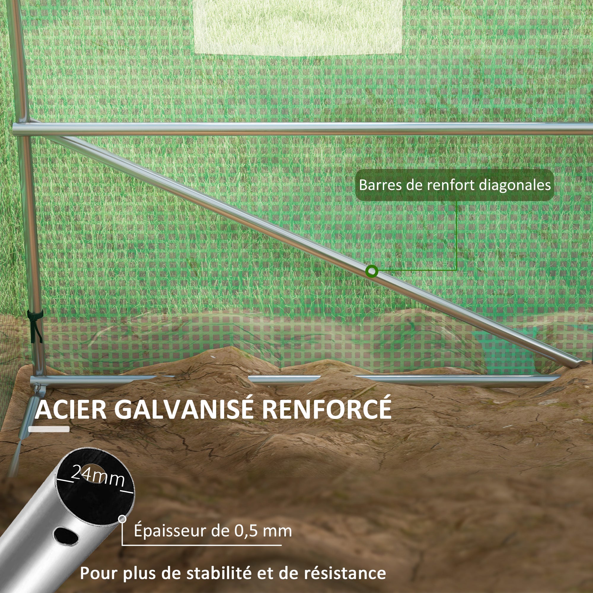 Garden Tunnel Greenhouse 12 sqm Tomato Greenhouse with Integrated Watering System 3L x 2W x 2H m Reinforced Steel + High Density PE 140 g/m² 8 Windows Roll-up Door Green