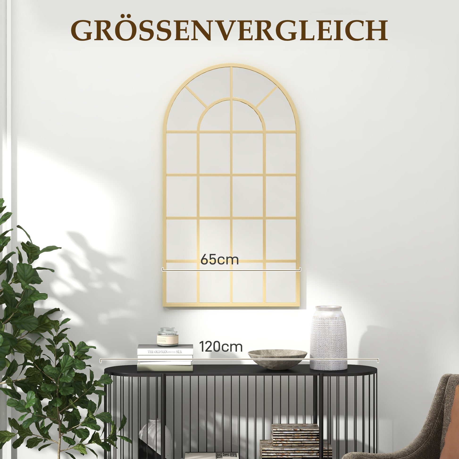 Wall Mirror Wardrobe Mirror 110 x 65cm Decorative Mirror with Metal Frame Hanging Mirror Living Room Mirror for Bedroom Gold