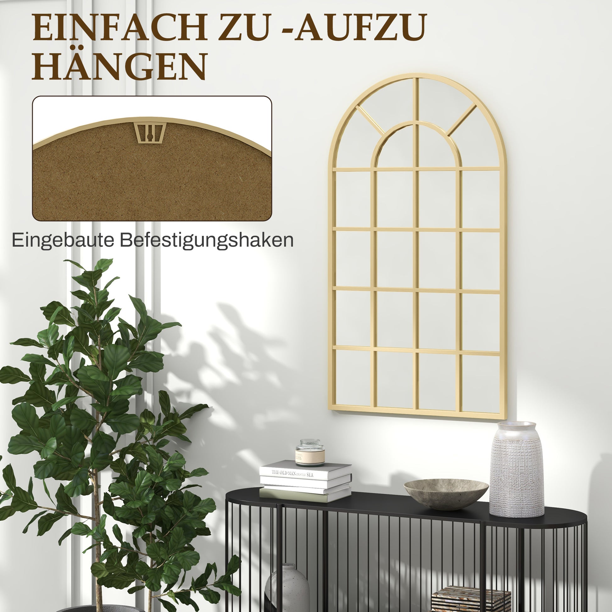Wall Mirror Wardrobe Mirror 110 x 65cm Decorative Mirror with Metal Frame Hanging Mirror Living Room Mirror for Bedroom Gold