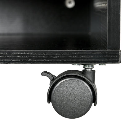 2-Shelf Printer Stand, Office and Study Wood Cabinet with Wheels, 47x40x27.5cm, Black