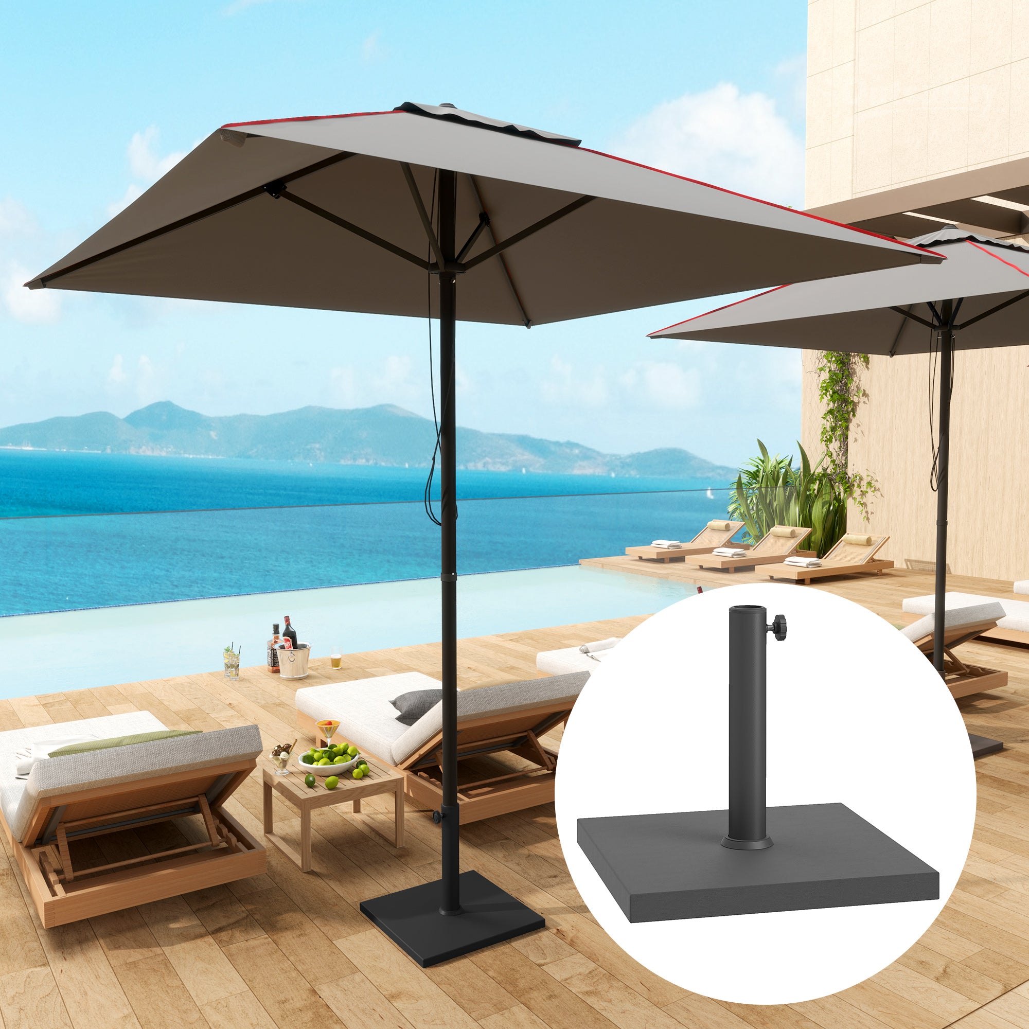 Umbrella Base Stand with Cement Filling for Square Umbrellas Posts Ø38/48 mm Black