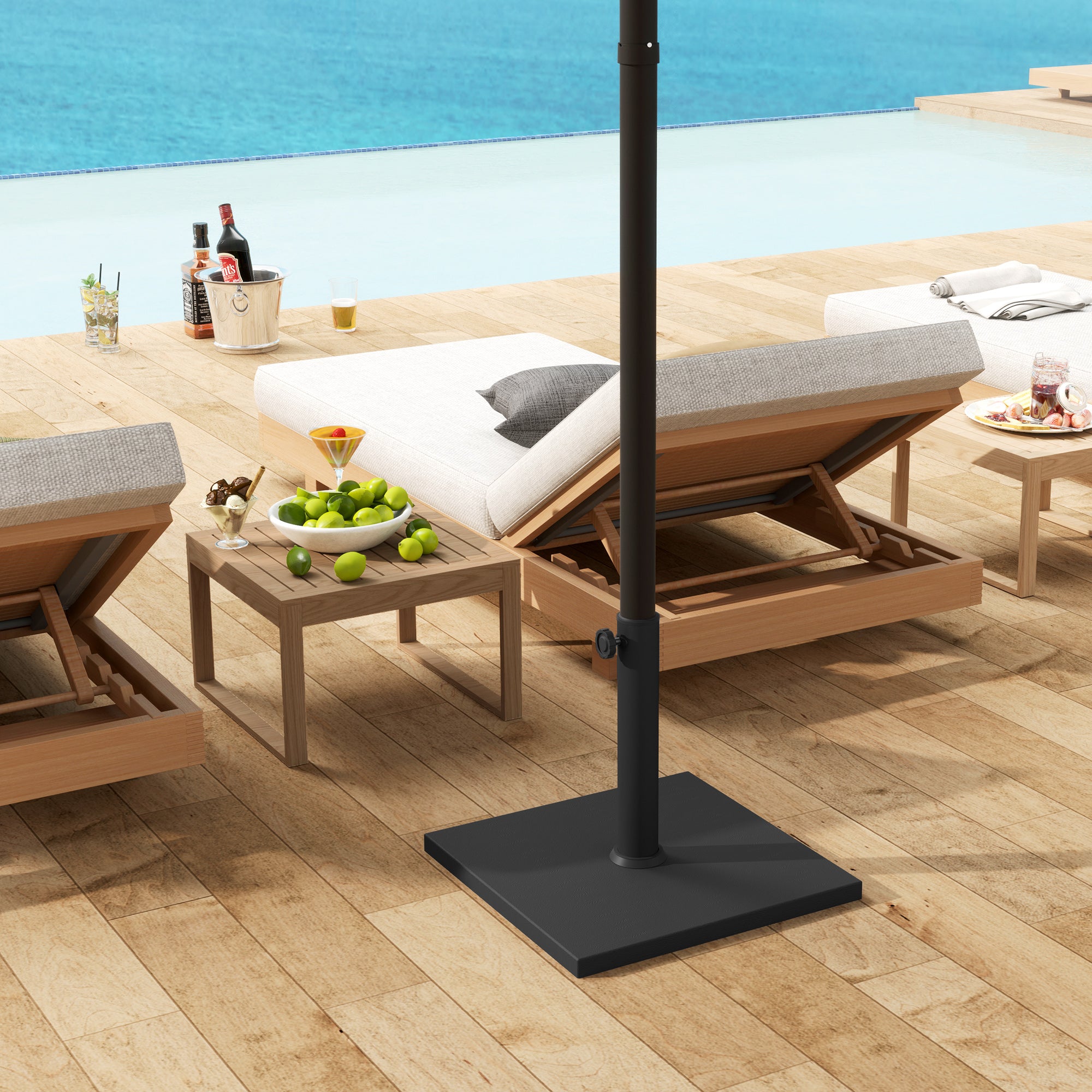 Umbrella Base Stand with Cement Filling for Square Umbrellas Posts Ø38/48 mm Black