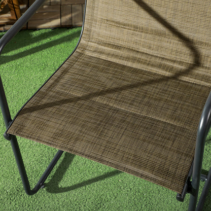 Garden Chairs Set of 2, Garden Armchair Set with Armrest, Patio Chair, Balcony Chair, Mesh, Steel, Brown, 54 x 66.5 x 88 cm