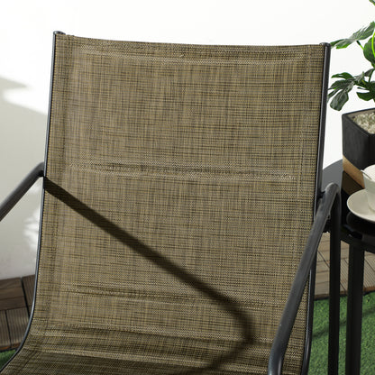 Garden Chairs Set of 2, Garden Armchair Set with Armrest, Patio Chair, Balcony Chair, Mesh, Steel, Brown, 54 x 66.5 x 88 cm